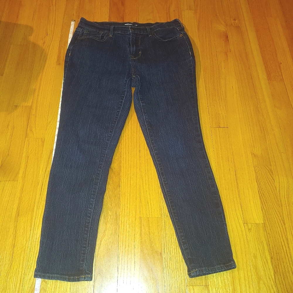 Curvy Skinny Dark Blue Denim Jeans Old Navy 8 Short